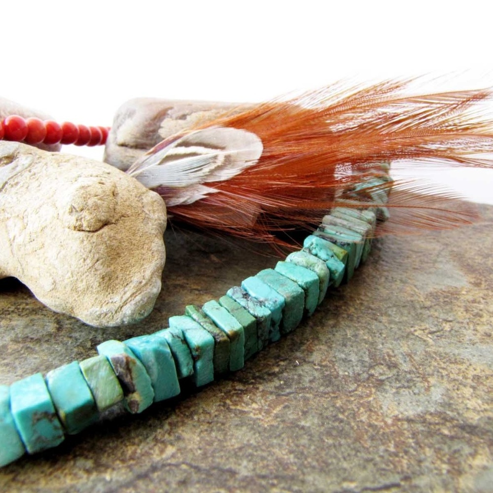 Coral Turquoise Handmade Choker Necklace